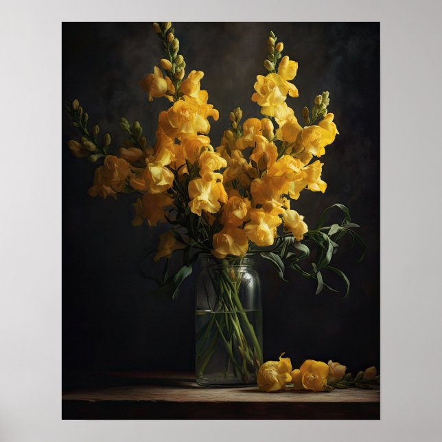 Yellow Snapdragon Blume Art Print Poster (Vorne)