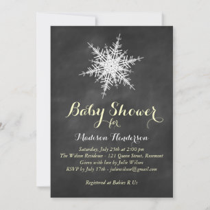 Yellow Snowflake Baby Dusche auf Chalk Einladung
