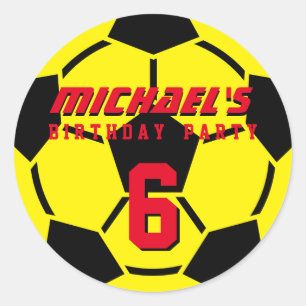 Yellow Soccer Ball Sports Geburtstagsparty Sticker
