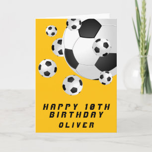 Yellow Soccer Football Ball Boy Happy Birthday Karte