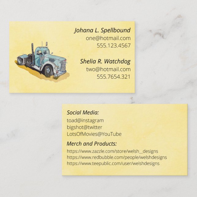 Yellow Social introduction calling card-semi Visitenkarte (Vorne/Hinten)