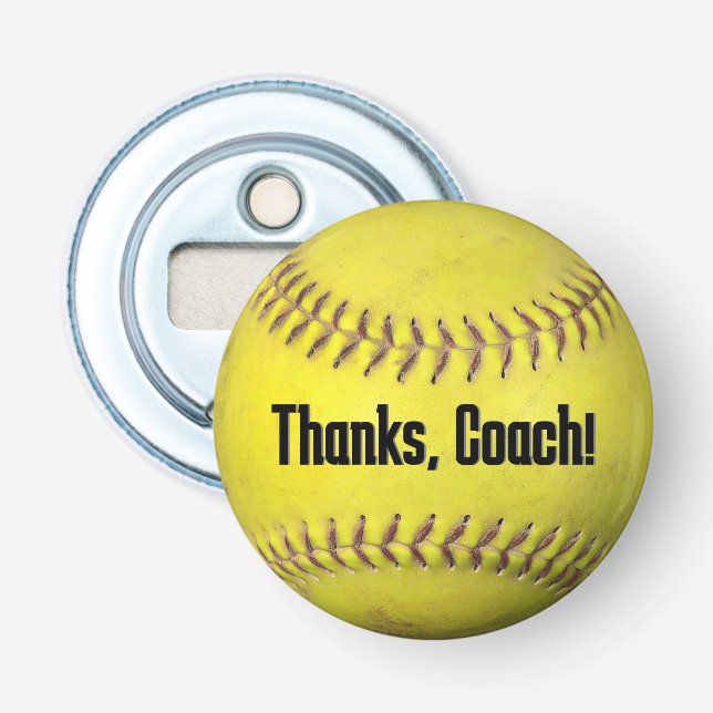 Yellow Softball für Trainer Flaschenöffner (Vorderseite)