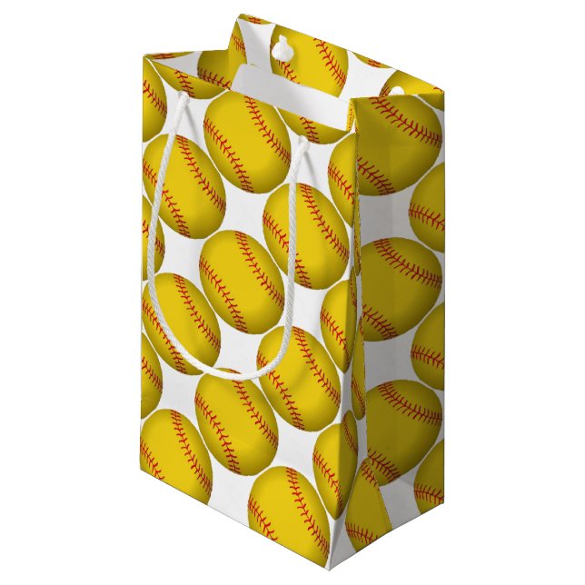 Yellow Softball Kleine Geschenktüte (Vorderseite Schrägansicht)