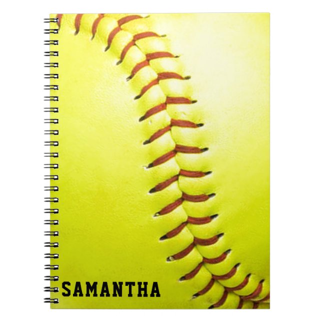 Yellow Softball Personalisiert Notizblock (Vorderseite)