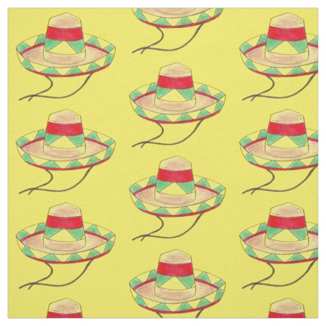 Yellow Sombrero Hat Mexico Cinco de Mayo Fiesta Stoff (Muster)