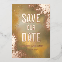 Yellow Sparkle Hombre Foto Overlay Save the Date Folieneinladung