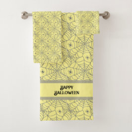 Yellow Spider Web Halloween Badhandtuch Set