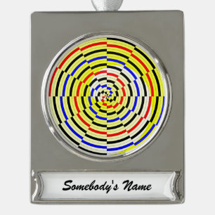 Yellow Spirals von Kenneth Yoncich Banner-Ornament Silber