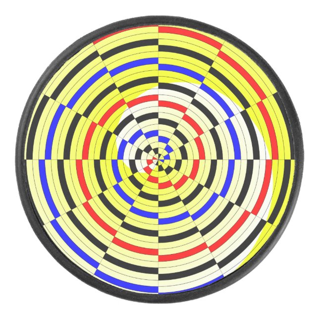 Yellow Spirals von Kenneth Yoncich Eishockey Puck (Vorderseite)
