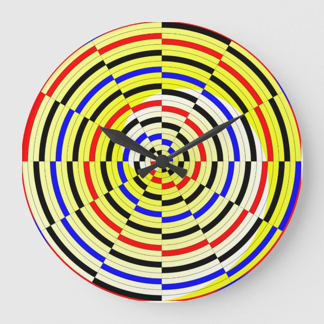 Yellow Spirals von Kenneth Yoncich Große Wanduhr (Vorderseite)