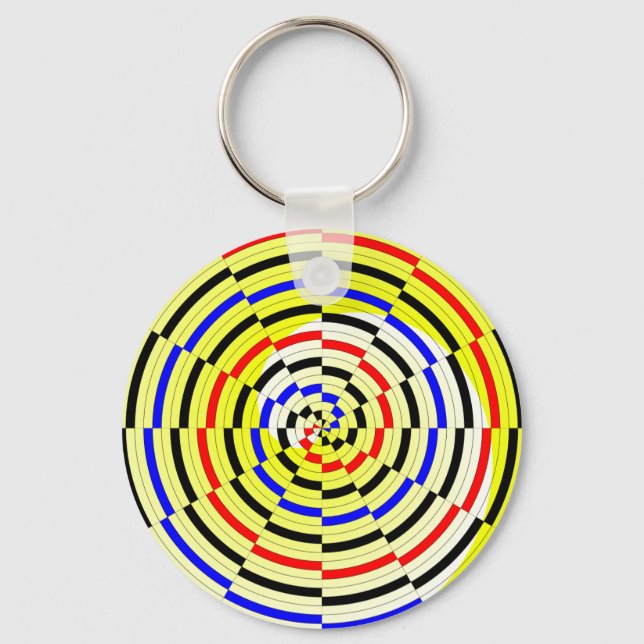 Yellow Spirals von Kenneth Yoncich Schlüsselanhänger (Vorderseite)