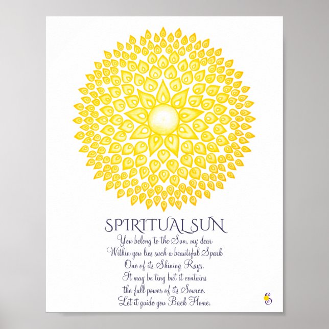Yellow Spiritual Sun Mandala Poster (Vorne)