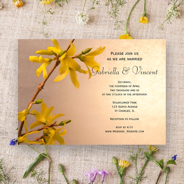 Yellow Spring Forsythia Wedding Einladung (Von Creator hochgeladen)