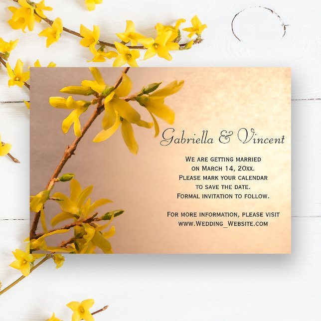 Yellow Spring Forsythia Wedding Save the Date Einladung (Von Creator hochgeladen)