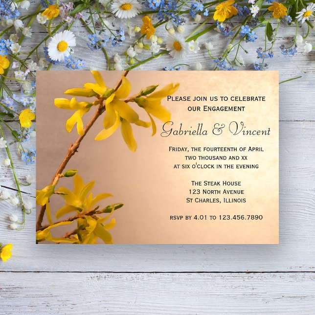 Yellow Spring Forsythias Blume Engagement Party Einladung (Von Creator hochgeladen)