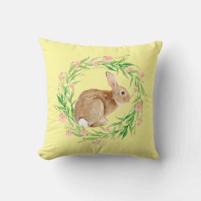 Yellow Spring Oaster Bunny Wath Kissen (Vorderseite)