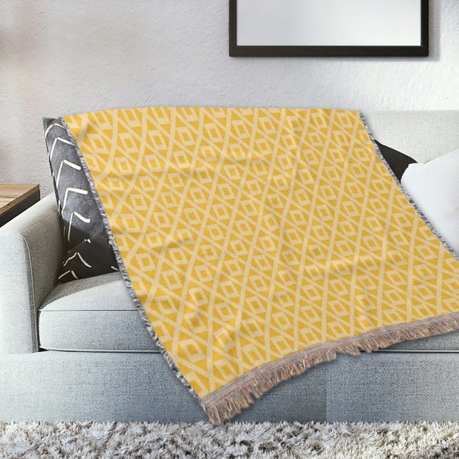 Yellow Square And Diamonds Pattern Throw Blanket Decke (Von Creator hochgeladen)