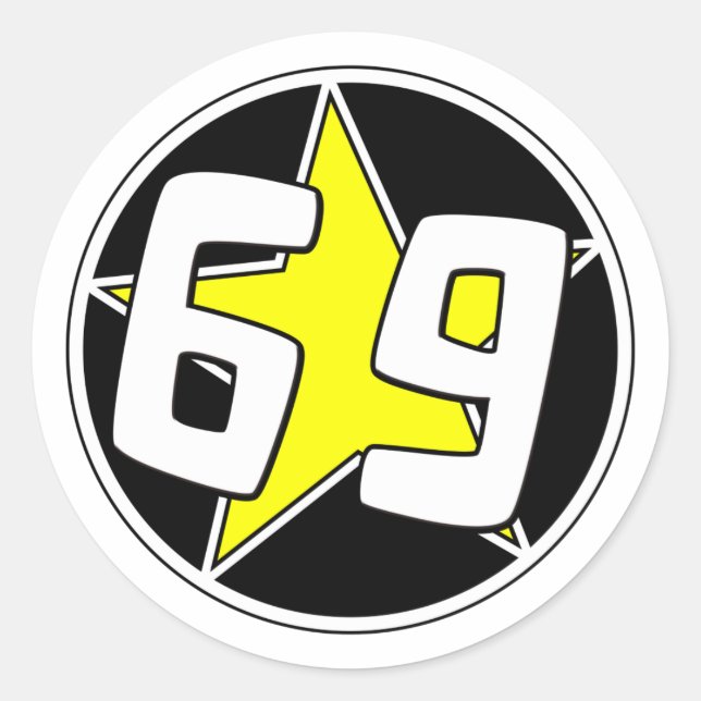 Yellow Star 69 Runder Aufkleber (Vorderseite)