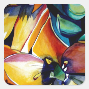 Yellow Star der Bethlehem Blume Aquarellkunst Quadratischer Aufkleber