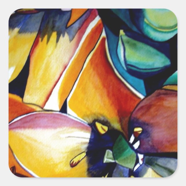 Yellow Star der Bethlehem Blume Aquarellkunst Quadratischer Aufkleber (Vorderseite)