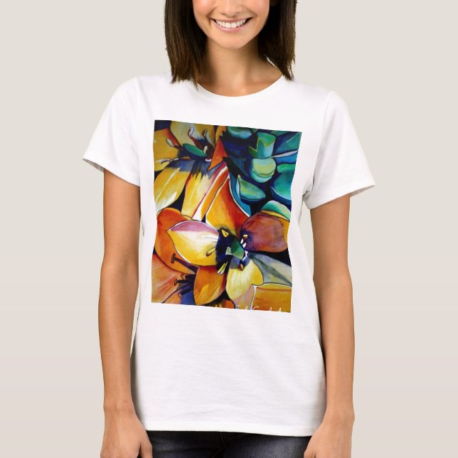 Yellow Star der Bethlehem Blume Aquarellkunst T-Shirt (Vorderseite)