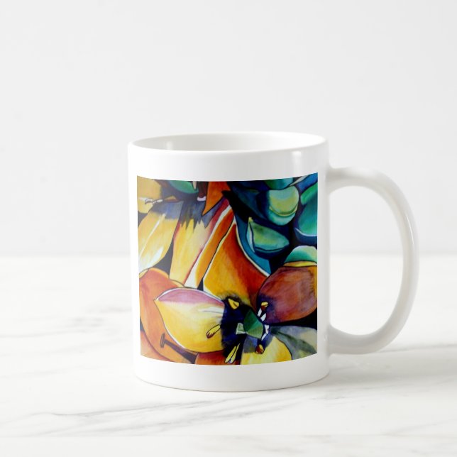 Yellow Star der Bethlehem Blume Aquarellkunst Tasse (Rechts)