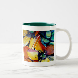 Yellow Star der Bethlehem Blume Aquarellkunst Zweifarbige Tasse