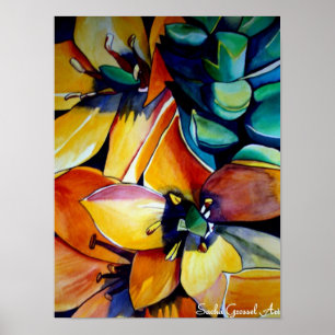 Yellow Star of Bethlehem flower watercolor art Poster