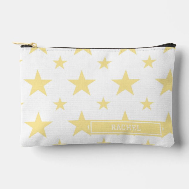 Yellow Stars Pattern Constellation Pencil Case Zubehörtasche (Vorderseite)