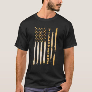Yellow Stone Classic Fit Schwarz mit Flaggen-Desig T-Shirt