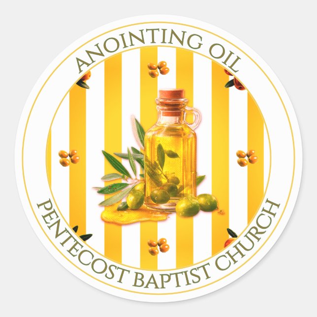 Yellow Stripe Anointing Oil Church Favor Gift Runder Aufkleber (Vorderseite)
