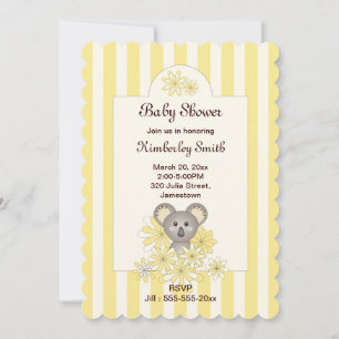 Yellow Stripe Koala Gender Neutral Baby Dusche Einladung