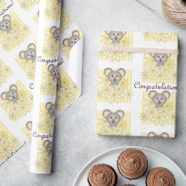 Yellow Stripe Koala Kinderdusche / Kindergeburtsta Geschenkpapier