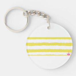 Yellow stripes and a pink crown Acrylic Keychain Schlüsselanhänger