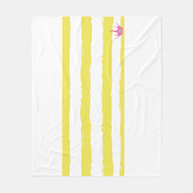Yellow stripes and a pink crown Fleece Blanket (Vorderseite)