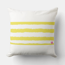 Yellow stripes and a pink crown Throw Pillow Kissen