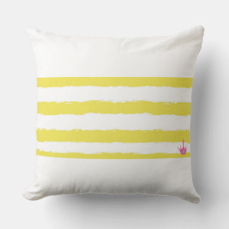 Yellow stripes and a pink crown Throw Pillow Kissen