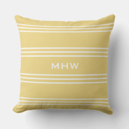 Yellow Stripes Custom Monogram throw Kissen
