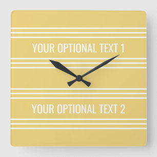 Yellow Stripes custom wall clock Quadratische Wanduhr