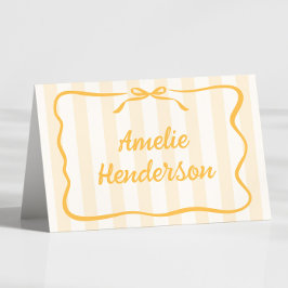 Yellow Stripes Escort Name Cards Tischnummer