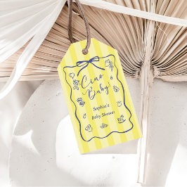 Yellow Stripes Italian Themed Ciao Baby Geschenkanhänger