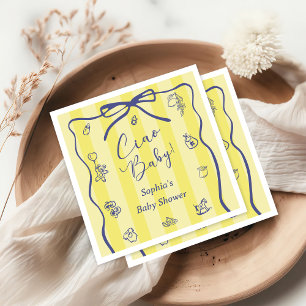 Yellow Stripes Italian Themed Ciao Baby Serviette