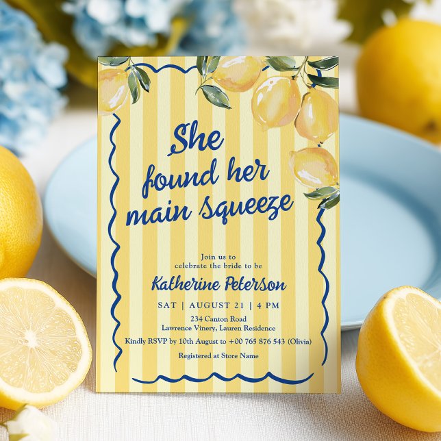 Yellow Stripes Lemon Bridal Shower Invitation Einladung (Von Creator hochgeladen)