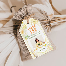 Yellow Stripes Lemons and Flowers Graduation Geschenkanhänger