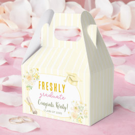 Yellow Stripes Lemons and Flowers Graduation Geschenkschachtel