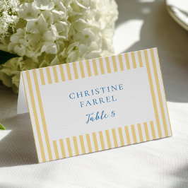 Yellow Stripes Place Cards Tischnummer