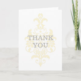 Yellow Subtle Damask Danke Karte