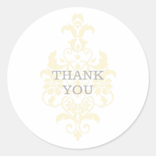 Yellow Subtle Damask Vielen Dank Stickers