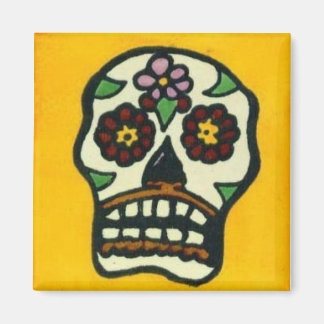 Yellow Sugar Skull Magnet