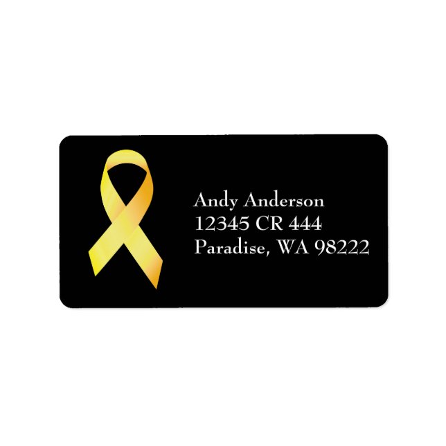 Yellow Suicide Prevention Ribbon Adressaufkleber (Vorne)